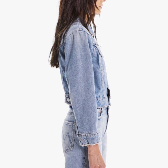 SOLD ⬇️ MOTHER Denim the Big Shorty Jean Jacket Size XL - Picture 3 of 10